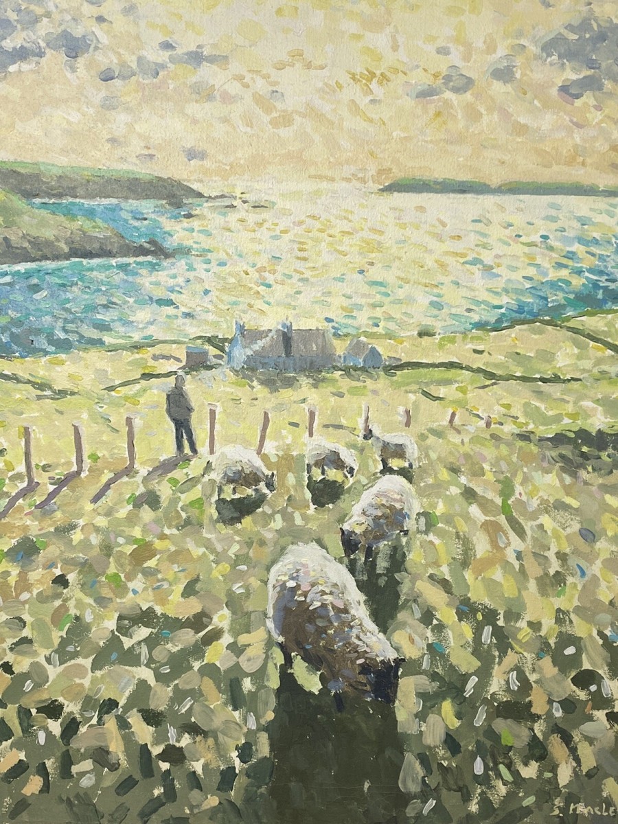 Irish 20c Contemporary Artist Simon Macleod Landscape Oil Painting On Canvas