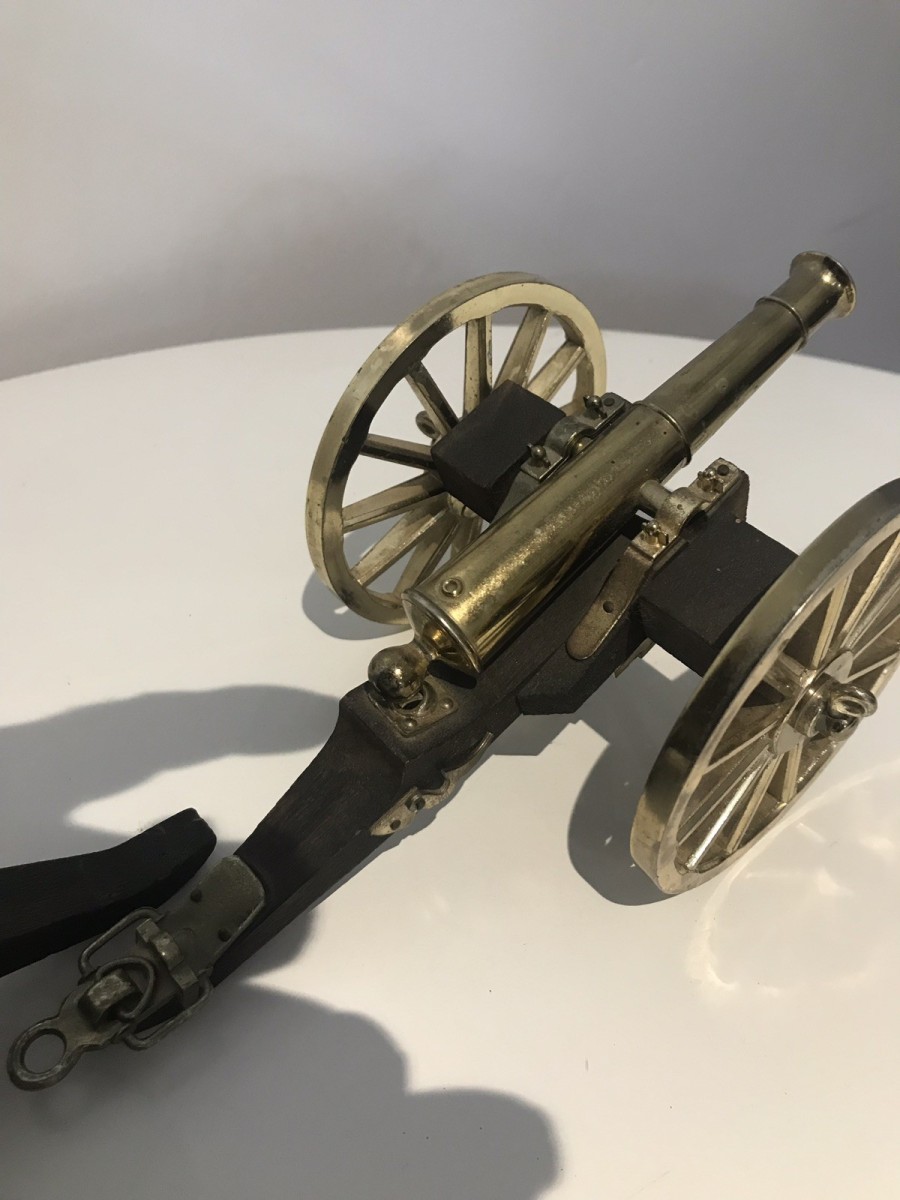 Pair Of Vintage Napoleonic Millitary Cannons On Carriages