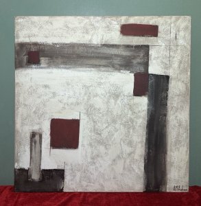 Contemporary Abstract Geometry Artwork On Canvas By Artist Amanda McAndrews Circa - 20th Century. Artist - Amanda McAndrews Listing Description Original Abstract Artwork From Artists Studio. Striking Abstract Artwork By British Artist Amanda McAndrews. Crudely Layered Textural Artwork With A Array Of Meticulously Placed Square And Rectangular Shapes In Deep Burgundy, Brown And Dark Grey Hues, Some Shapes With Overpainted Outlines. Painted in Oil Upon Stretched Canvas. Signed By Artist Right Corner. Lovely Conversation Piece For Contemporary Setting Wall Display. Artist Biography On Reverse. Dimensions In Cms Height 90cm X Width 90cm For Further Information Please Call The Museum Curator on 07707 488566 Thank-you.