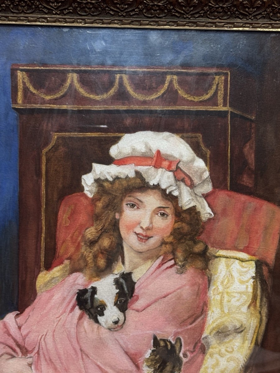 After George Sheridan Knowles Titled Making Friends Watercolour Signed