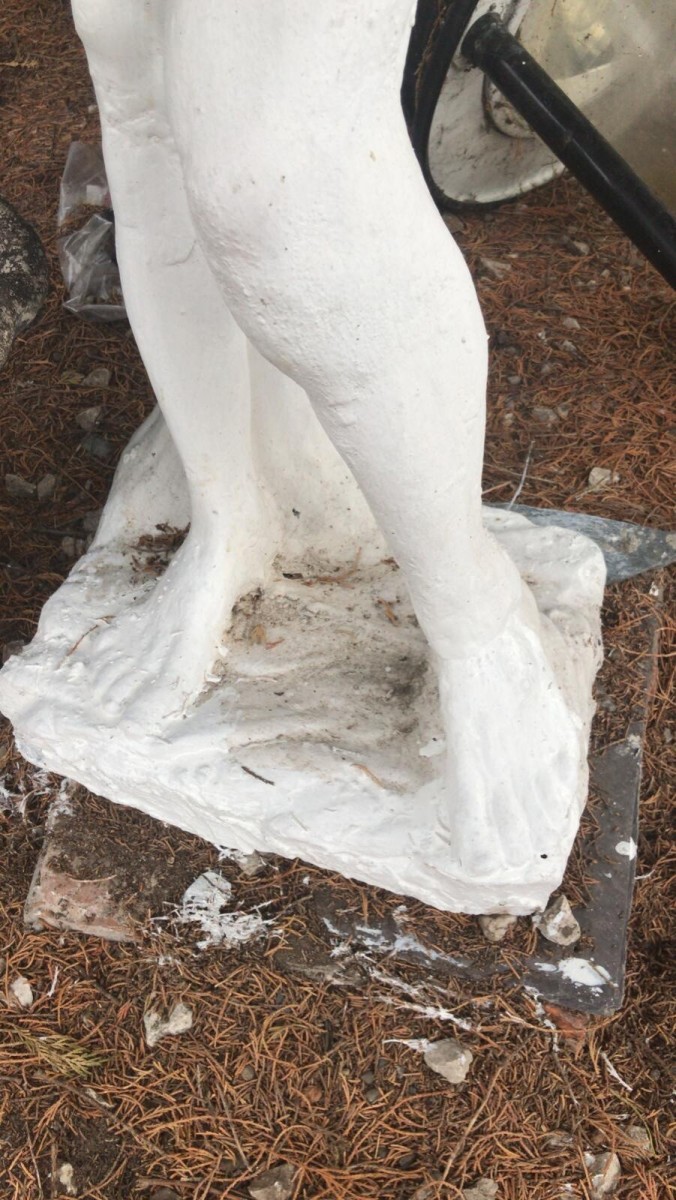 Roman Male In Classical Pose Reconstituted Stone Statue