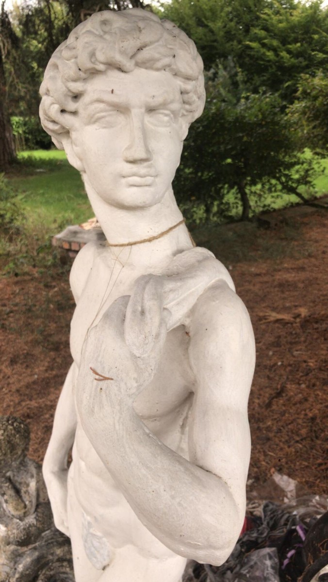 Roman Male In Classical Pose Reconstituted Stone Statue