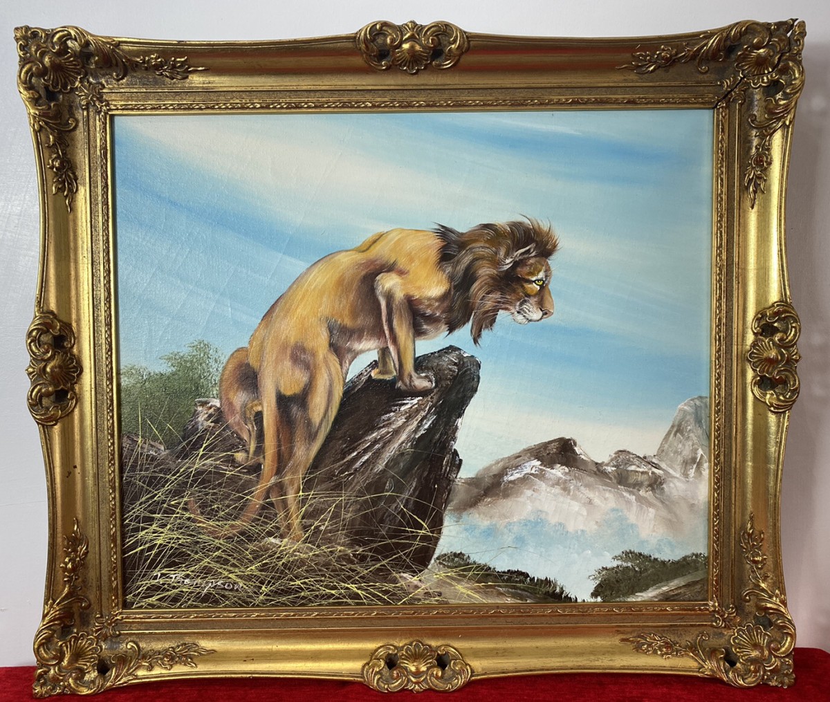 Primary image for 20th Century Lion Oil Artwork 'leader Of The Pride' Signed J Thompson