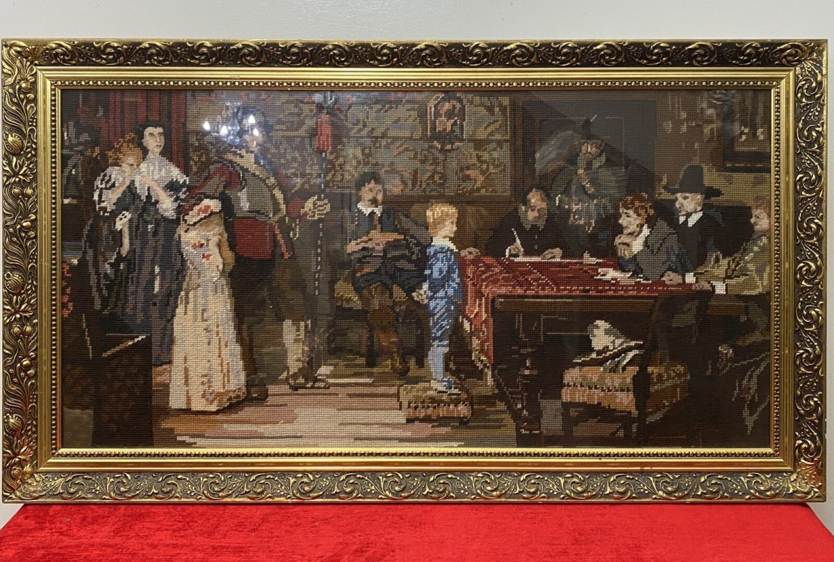 ‘when Did You Last See Your Father?’ Woolwork Tapestry Original By Wf Yeames