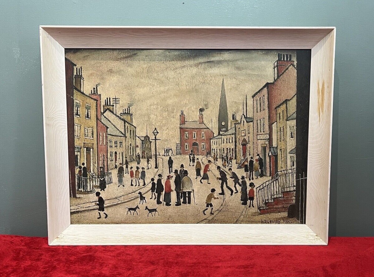 L S Lowry 'a Lancashire Village' Framed Ganymed Turnstile Print