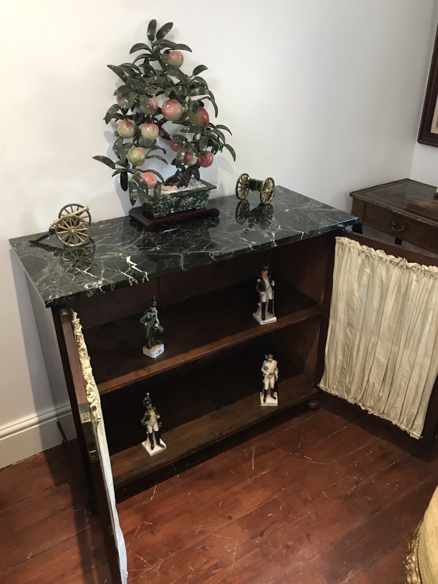 Fine Period Regency Two Door Dwarf Bookcase With Brass Wire Door Grills