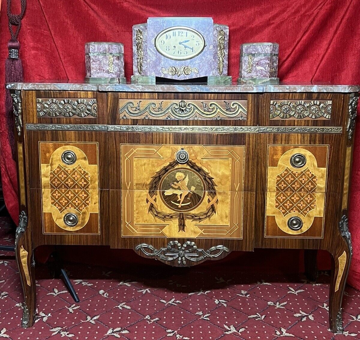 Primary image for French Régency Ormolu/marquetry Inlaid Breakfront Marble Top Commode