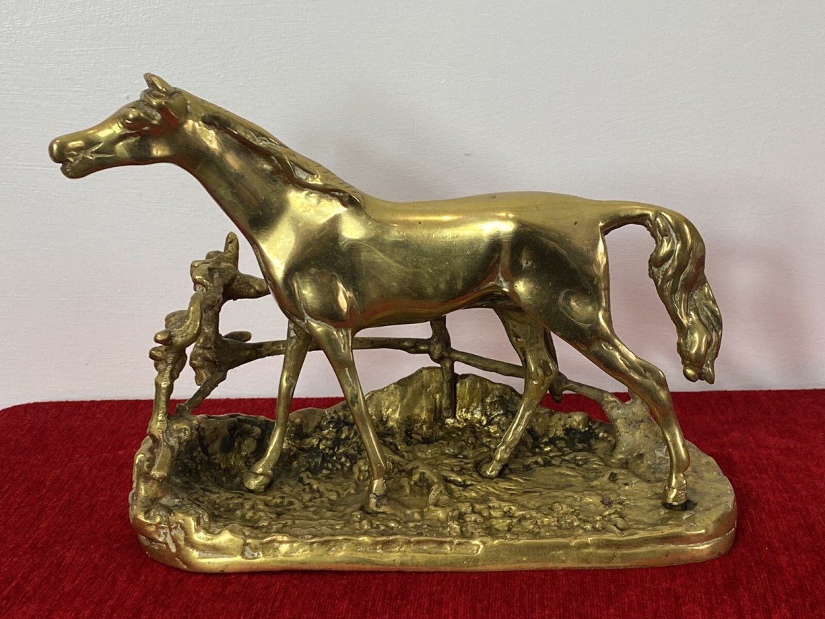 Brass Stallion Sculpture After P J Mene Titled Djinn-etalon Barbe