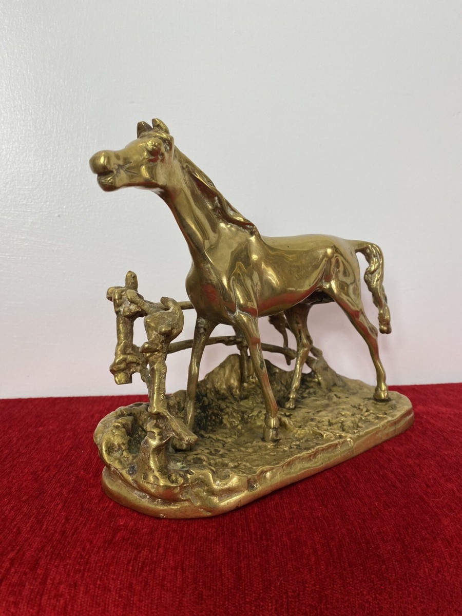 Brass Stallion Sculpture After P J Mene Titled Djinn-etalon Barbe