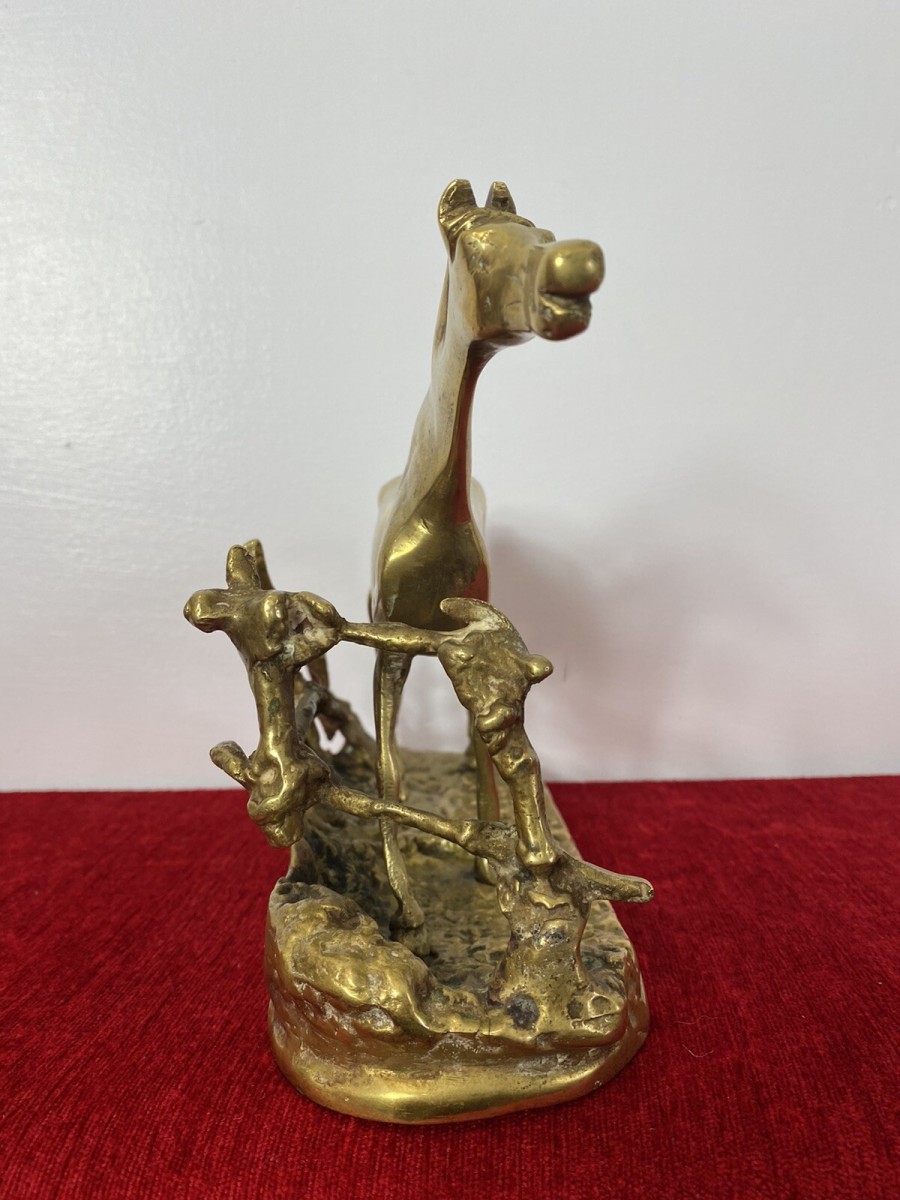 Brass Stallion Sculpture After P J Mene Titled Djinn-etalon Barbe