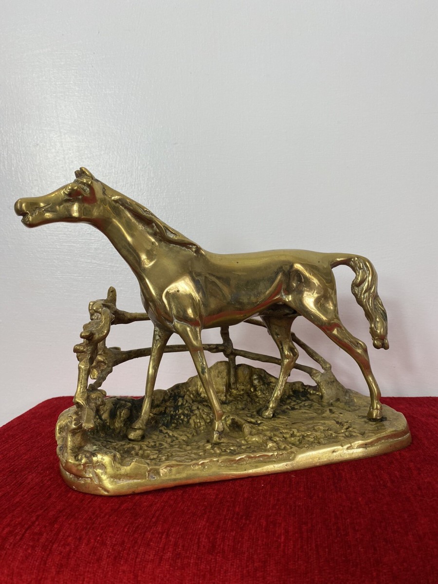 Brass Stallion Sculpture After P J Mene Titled Djinn-etalon Barbe