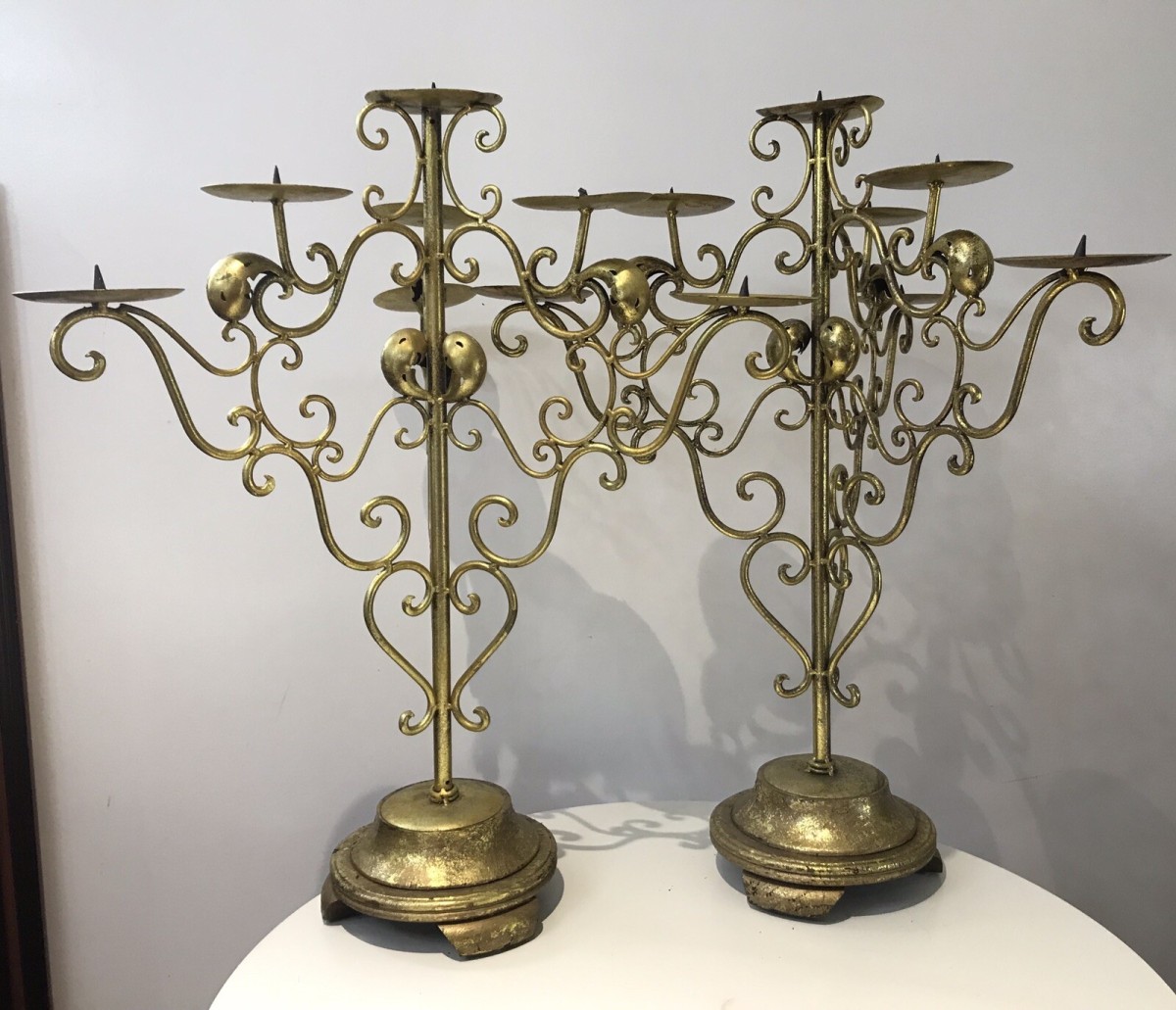 Vintage Fabulous Pair Of Liberace Brass 3 Branch Candelabras