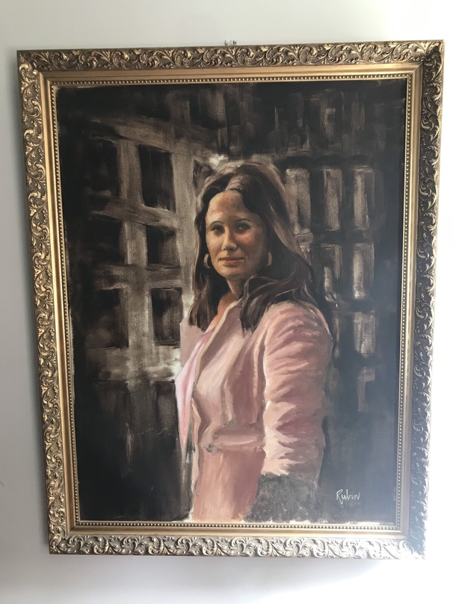 Primary image for Portrait Of A Lady Oil On Canvas Set In Guilt Wood Frame Signed By Artist Rubin