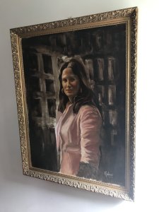 Portrait Of A Lady Original Artwork Signed By The Artist 20th Century Artist Rubin Believed To Be The Israeli Artist Oil On Canvas Set In A Ornate Guiltwood Frame The Sitter Is Unknown A Beautifully Painted Artwork A Stunning Collectors Piece Dimensions In Inches Height 44” Width 34.5” Frame 1 3/4” Acanthus Leaves Decoration