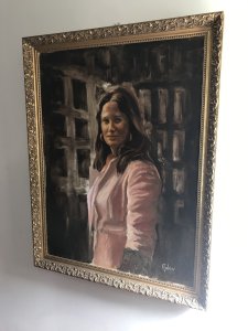 Portrait Of A Lady Original Artwork Signed By The Artist 20th Century Artist Rubin Believed To Be The Israeli Artist Oil On Canvas Set In A Ornate Guiltwood Frame The Sitter Is Unknown A Beautifully Painted Artwork A Stunning Collectors Piece Dimensions In Inches Height 44” Width 34.5” Frame 1 3/4” Acanthus Leaves Decoration