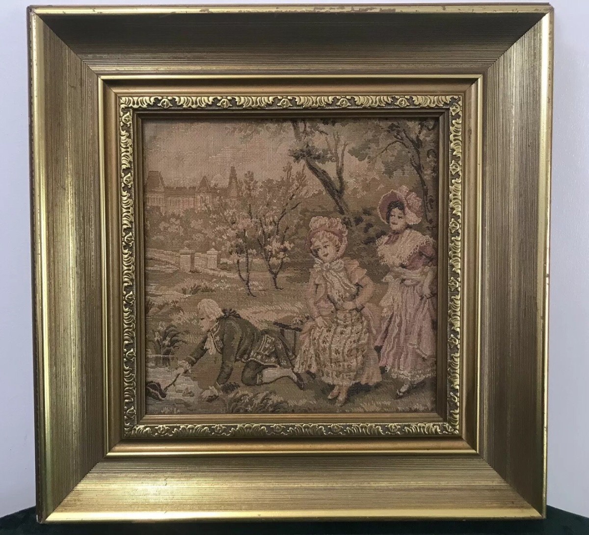 Primary image for Fine Reproduction 18th Century Style French Figures In Chateau Garden Tapestry