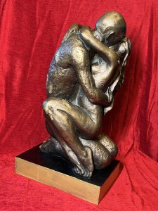 Large Contemporary Klara Server 1981 For Austin 'Couples Embrace' Chalkware Sculpture Circa - 1981 20th Century Composition - Bronzed Chalk Ware Listing Description Rare Large Three Dimensional Showpiece Sculpture By American Sculptor Klara Server Of Nubile Couple Kneeling Posed Embracing. Intriguing Piece With Long Haired Females Arms Wrapped Around The Males Neck, Her Face In Clear View From Above. The Males Arms Wrapped Around The Females Waist His Face Unseen. Wonderful Textural Piece With Bronzed Colouration Set Upon Rectangular Plinth With Gilt Edge. Dimensions In Inches Height 19.5" Base Width 11" x 7"