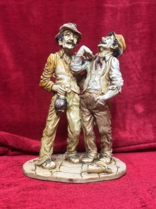 Drunk Friends Capodimonte Figurine Signed F Ingargiola Composition - Porcelain Listing Description Capodimonte Figurine In Art Deco Style, Depicting Two Gentlemen Indulging In Spirits And Friendship. Signed On Base F Ingargiola. Pristine Condition Dimensions In Cms Height 28cm X Width 19cm X Depth 14cm