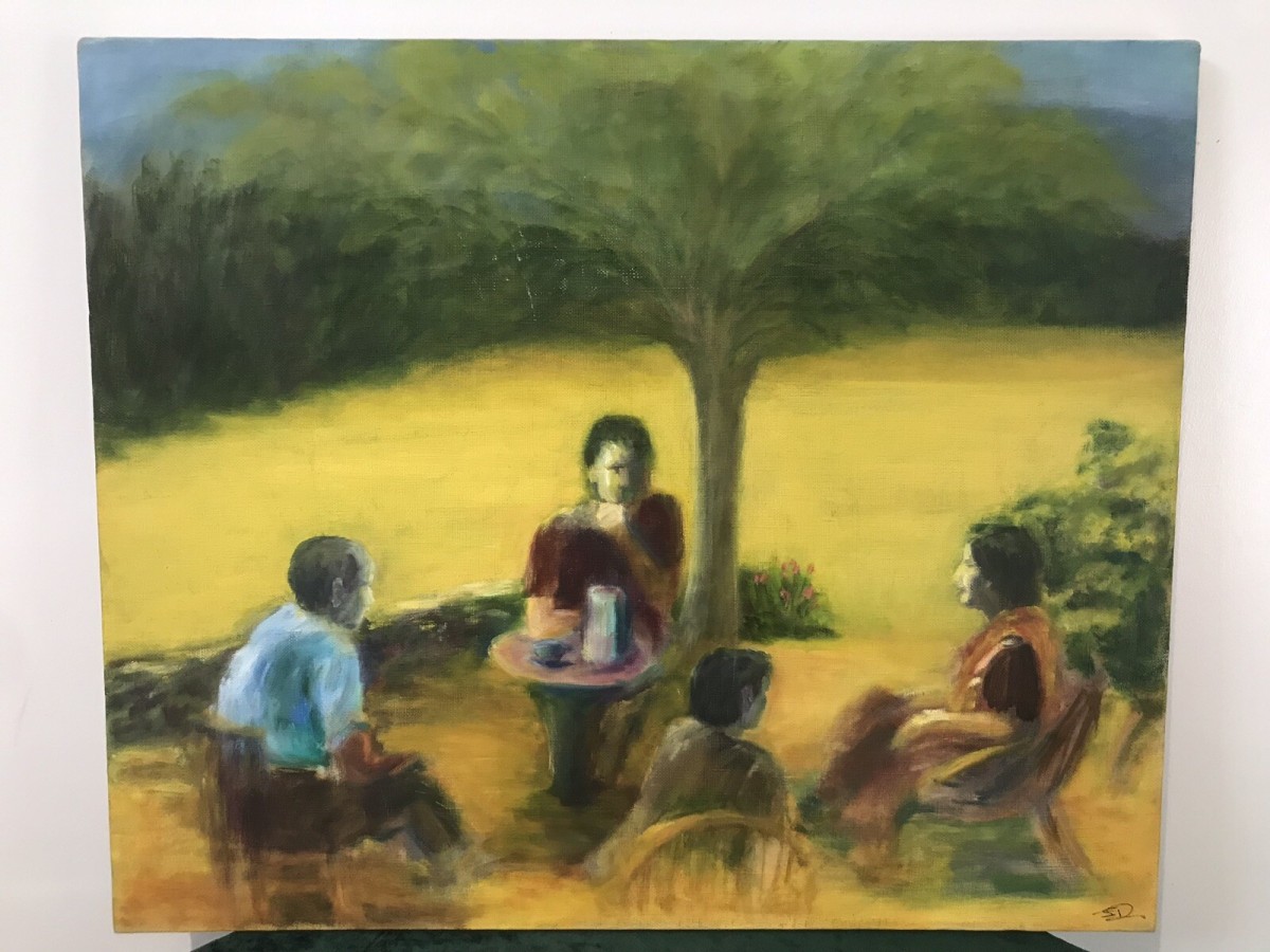 Primary image for French Modern Impressionist Oil Painting On Canvas ‘tea Party’ Signed