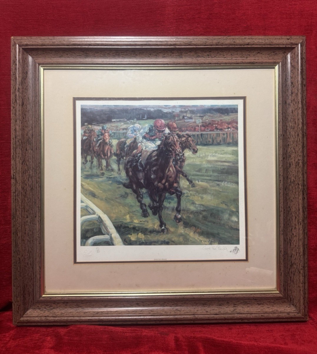 Clare Eva Burton Chelsea Green Ltd Ed Equestrian Print Titled 'dancing Brave'