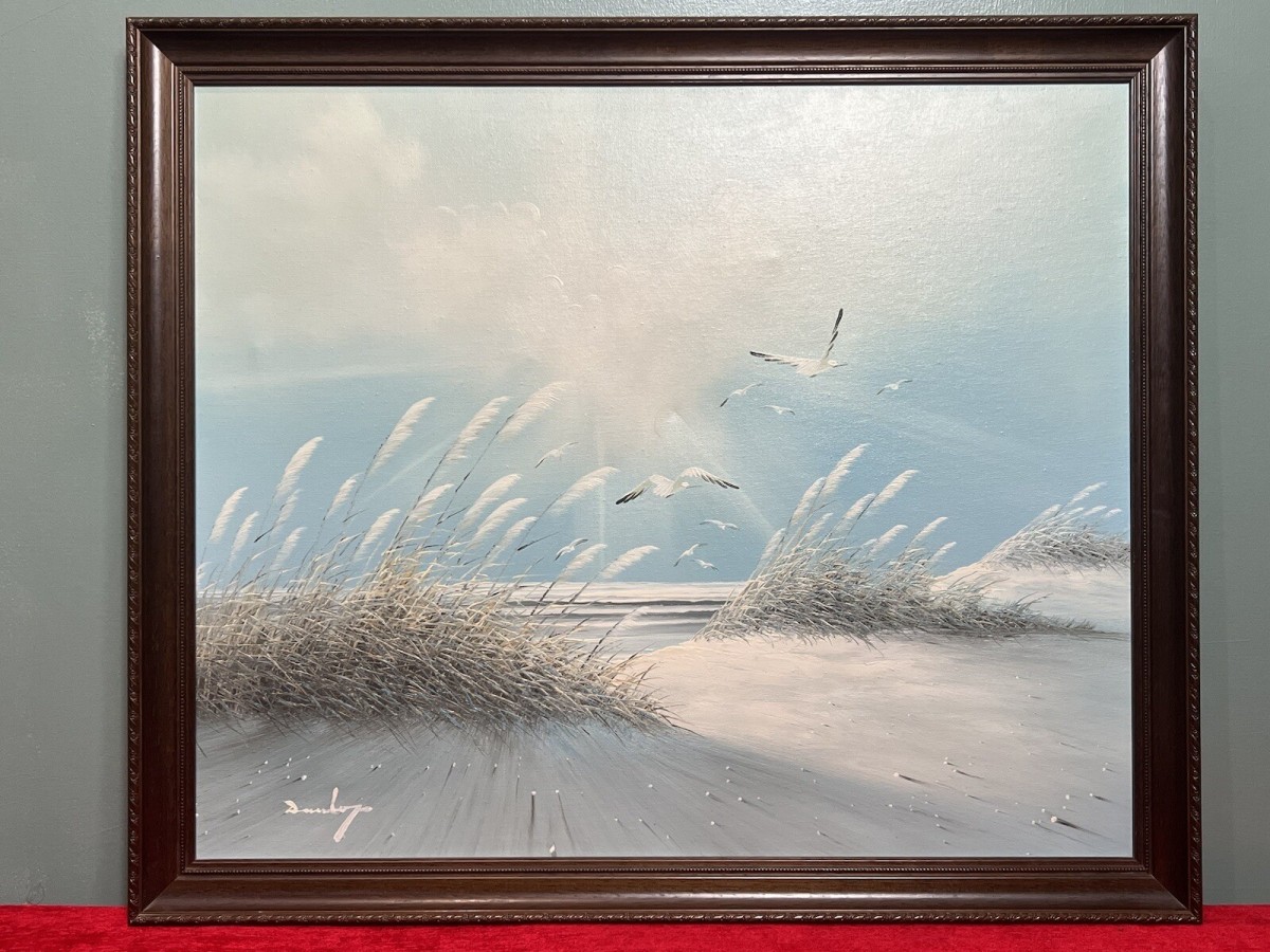 20th Century Contemporary Impressionist Winter Seascape With Seagulls Signed