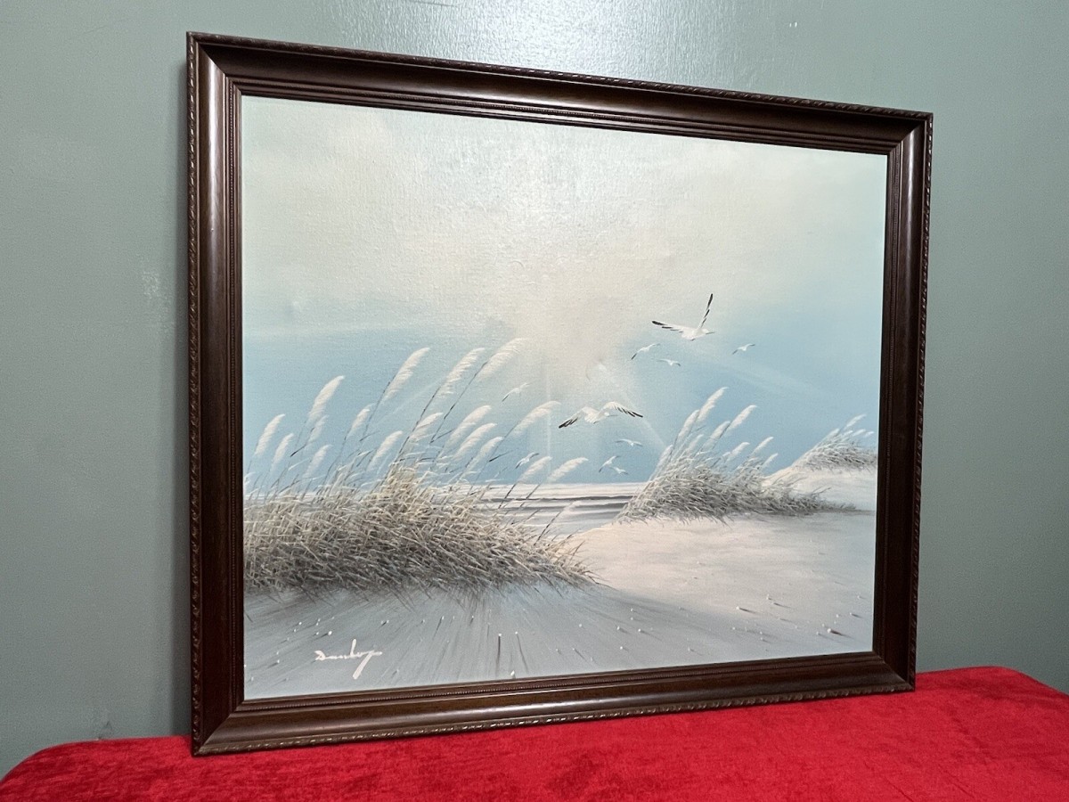 20th Century Contemporary Impressionist Winter Seascape With Seagulls Signed