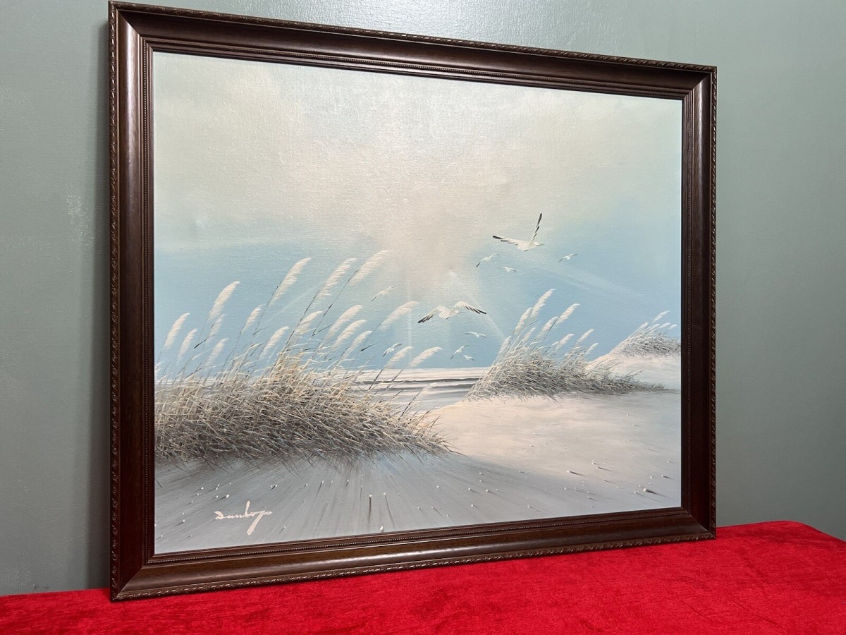 20th Century Contemporary Impressionist Winter Seascape With Seagulls Signed