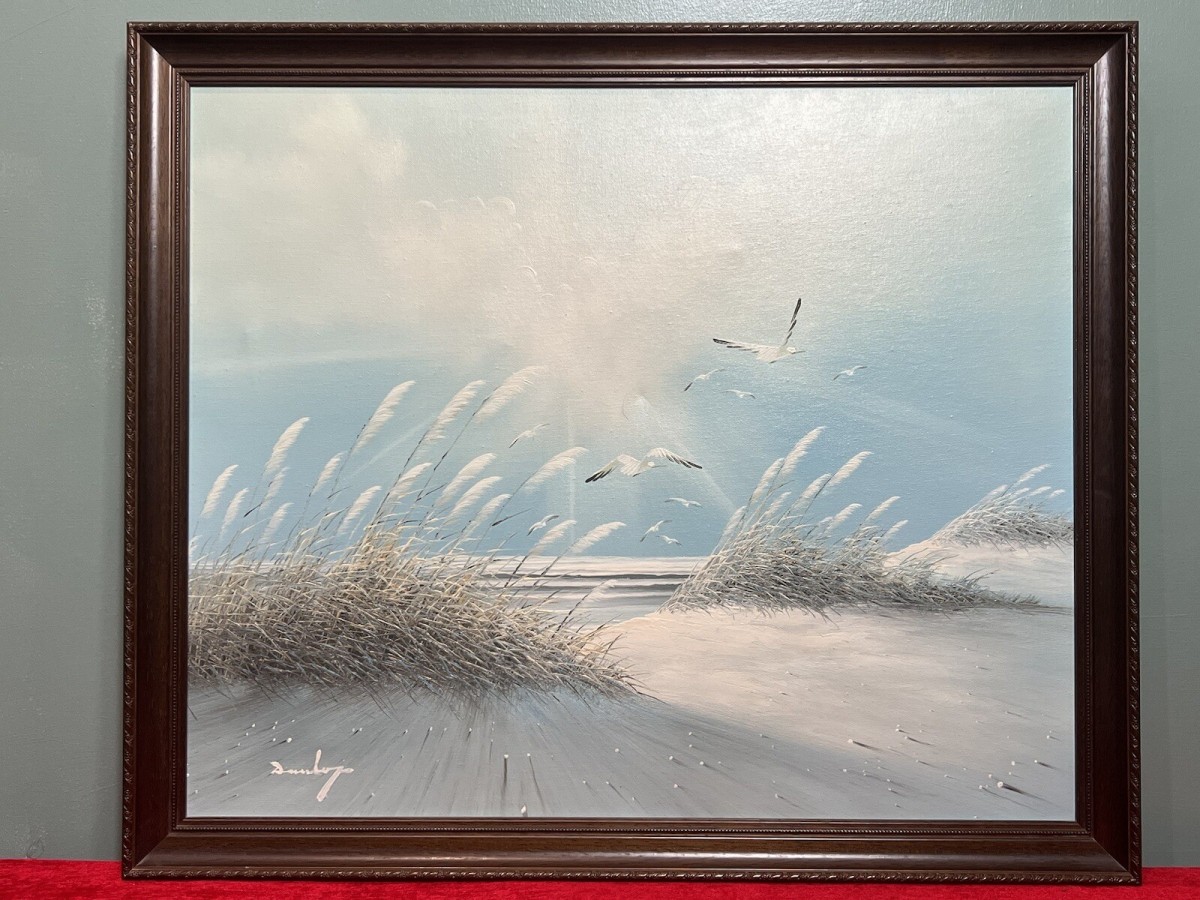 20th Century Contemporary Impressionist Winter Seascape With Seagulls Signed