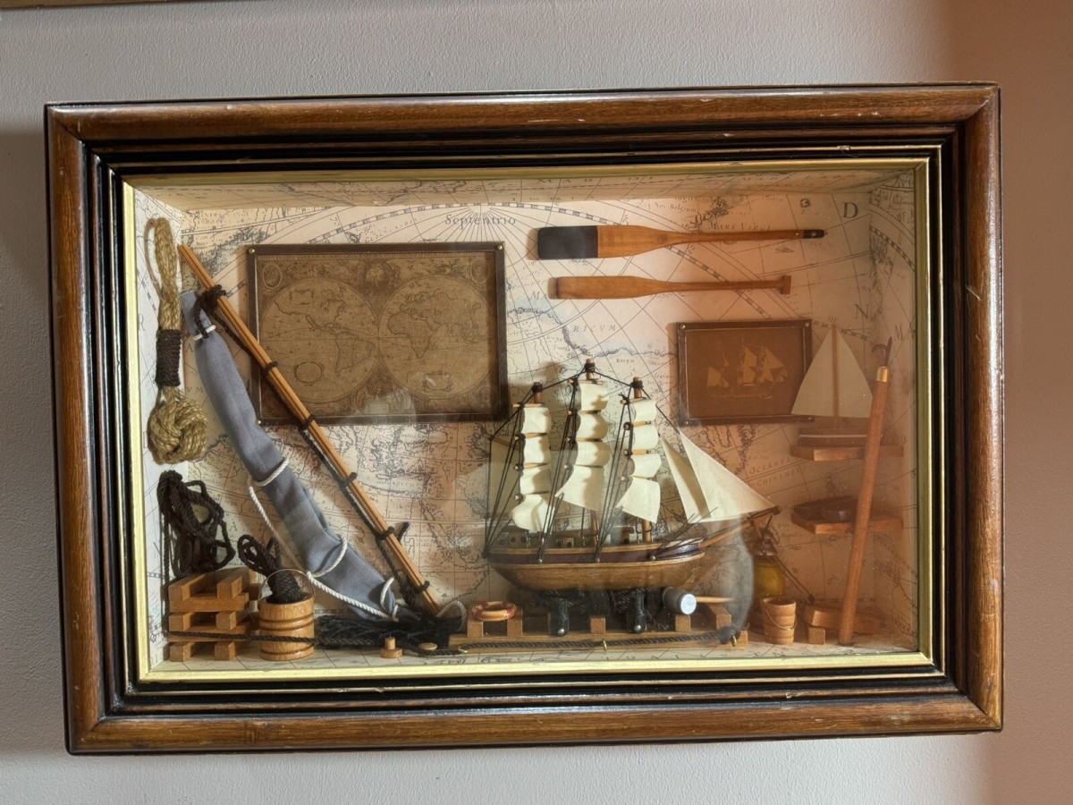 Vintage Maritime Nautical Sailing Ships Chandler Diorama/shadowbox