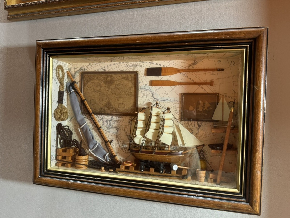 Vintage Maritime Nautical Sailing Ships Chandler Diorama/shadowbox