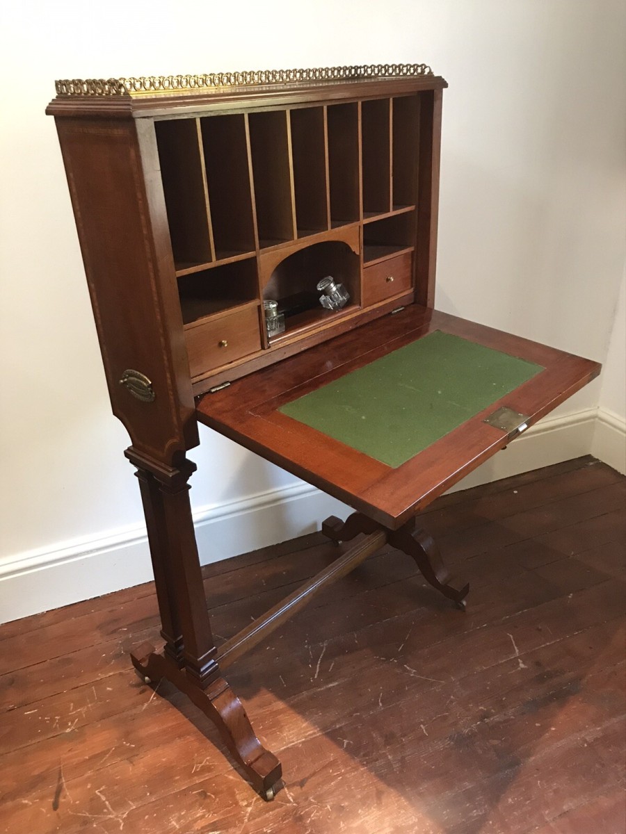 Fine Victorian Sheritan Style Escritoire On Stand