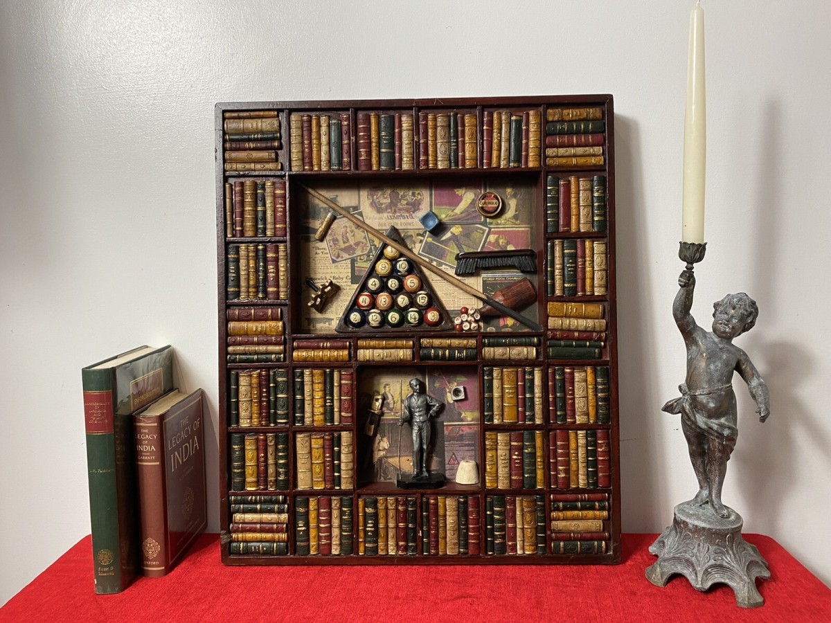 Decorative American Pool Library Setting Diorama Wall Display Collectors Piece