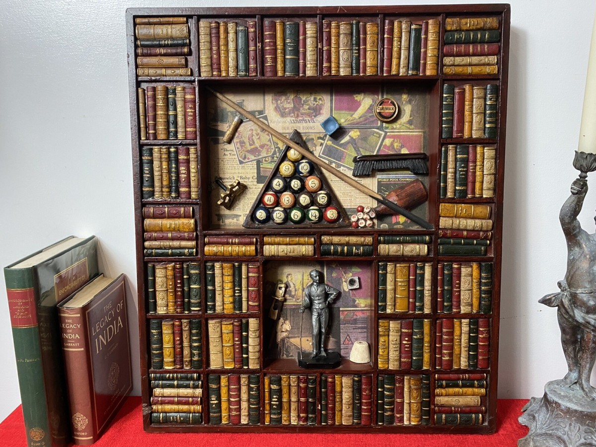 Decorative American Pool Library Setting Diorama Wall Display Collectors Piece