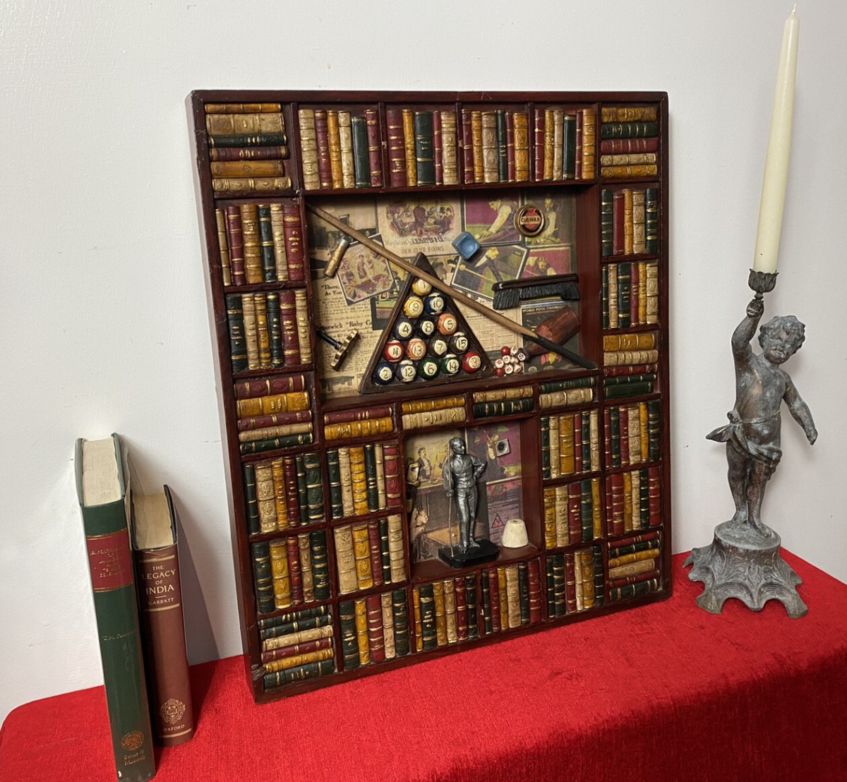 Decorative American Pool Library Setting Diorama Wall Display Collectors Piece