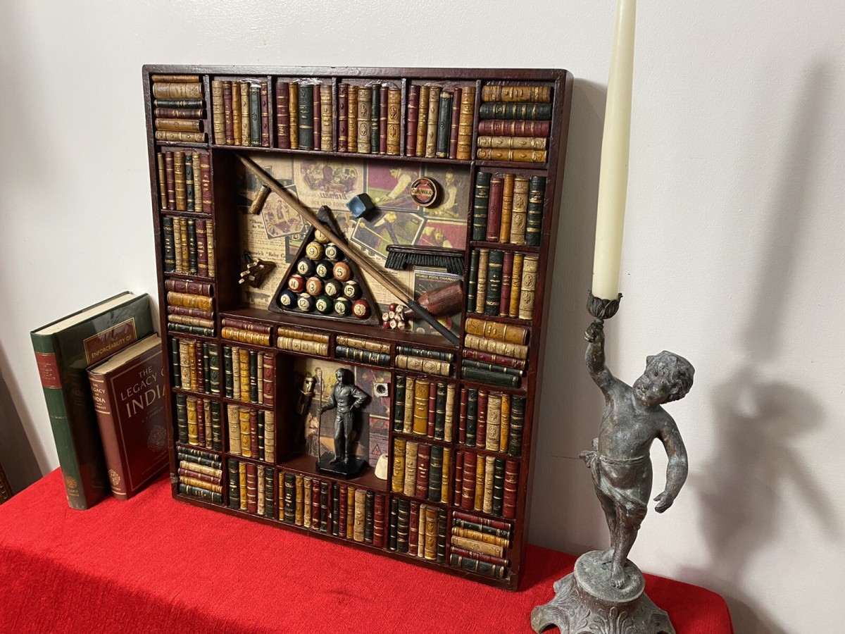 Decorative American Pool Library Setting Diorama Wall Display Collectors Piece