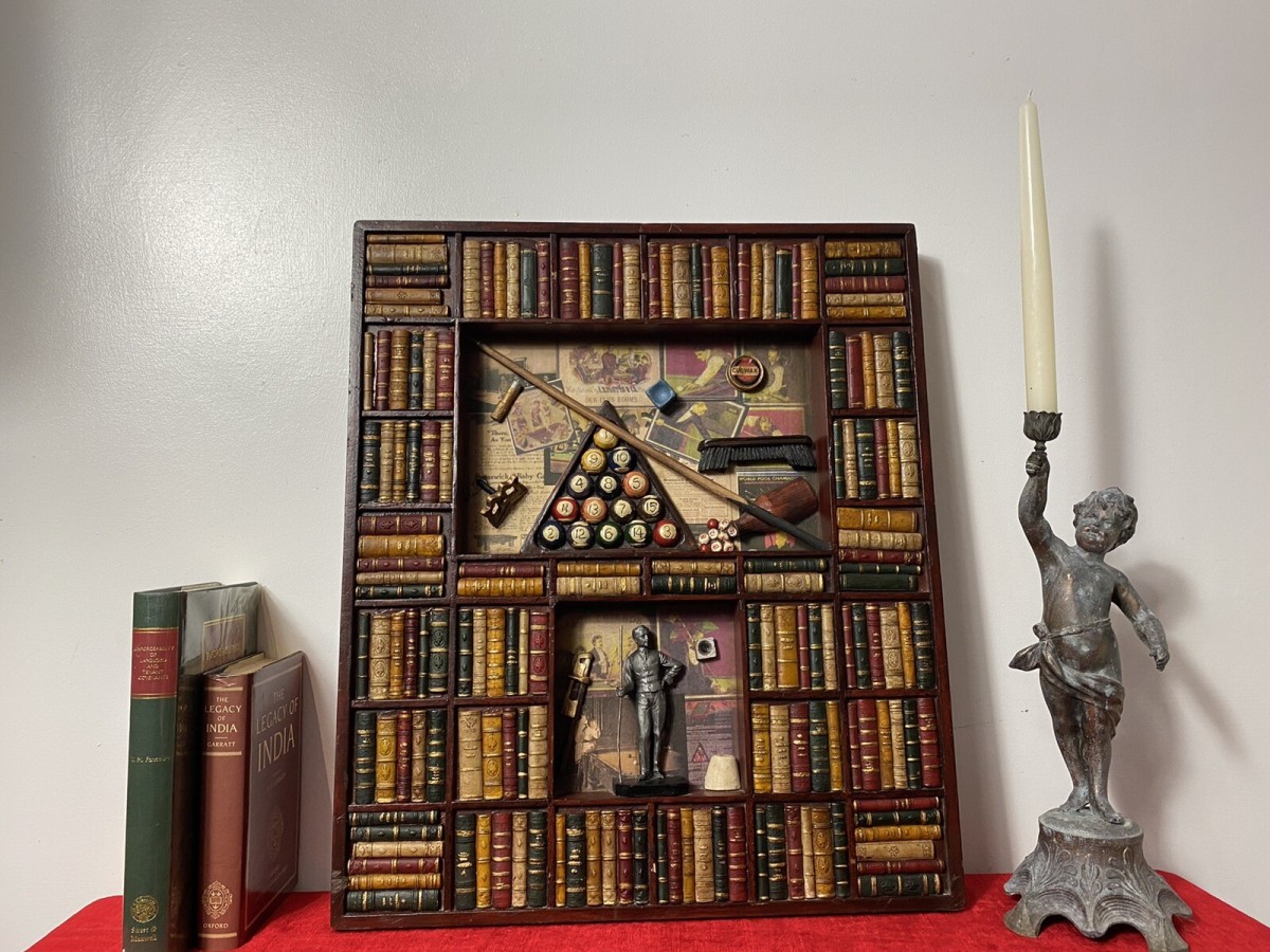 Decorative American Pool Library Setting Diorama Wall Display Collectors Piece
