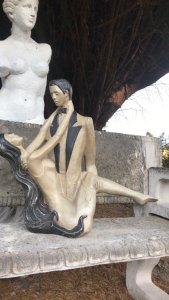 Large Figurative Art Deco Sculpture Of Male/Female Couple Charleston Dancers Circa - 1930Composition - Resin Listing Description Large Figurative Sculptural Art Deco Roaring 20's Showpiece Of Male & Female Charleston Dancing Couple. Male Visible To Torso Wearing Smart Dinner Jacket With Bow Tie, His Head Tilted Towards Female Posed With Arms Around His Neck, Trailing Black Hair Style With Knees Bent In Lifted Position. Stunning Rare Art Deco Display Piece For Art Deco Influence Home Or Collector. Dimension In Inches Height 21 X Width 23X Depth 8