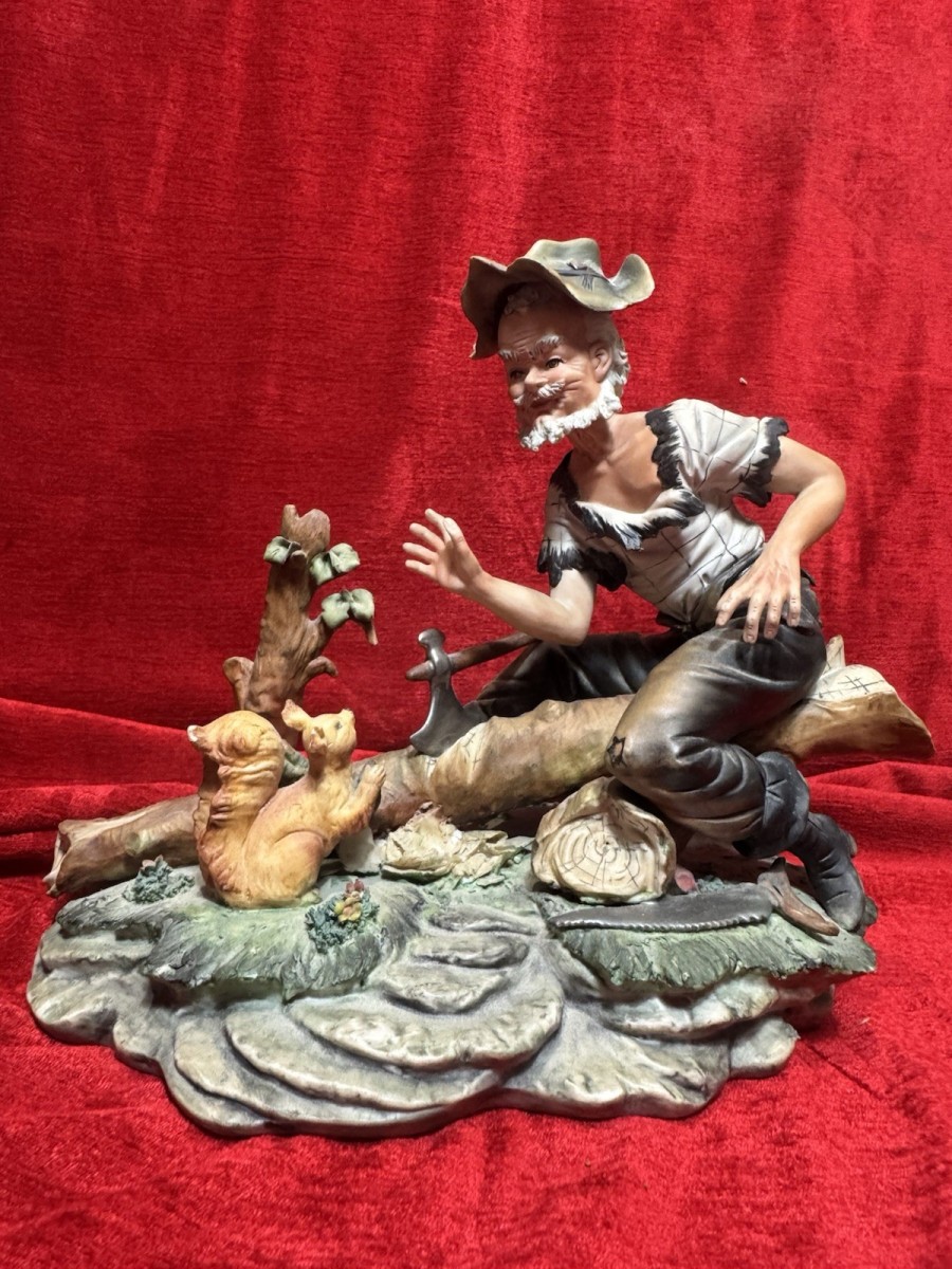 Primary image for Italian Original Capodimonte Titled 'the Woodcutter' Porcelain Figurine