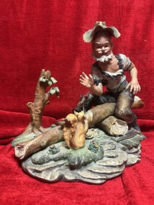 Italian Original Capodimonte Titled The Woodcutter Porcelain Figurine Circa - 1940 Composition - Hard Paste Porcelain Figurine Listing Description Fine Quality Italian Capodimonte Figurine Depicting A Lumber Jack And His Squirrel Companion. Charming Subject And In Stunning Condition. Signed By The Artist (Front And Back) And Stamped By The Capodimonte Foundry On Underside. Dimensions In Cms Height 28cm X Width 32cm X Depth 22cm For Further Information Please Call The Museum Curator Direct 07708 488566 Thank-you.