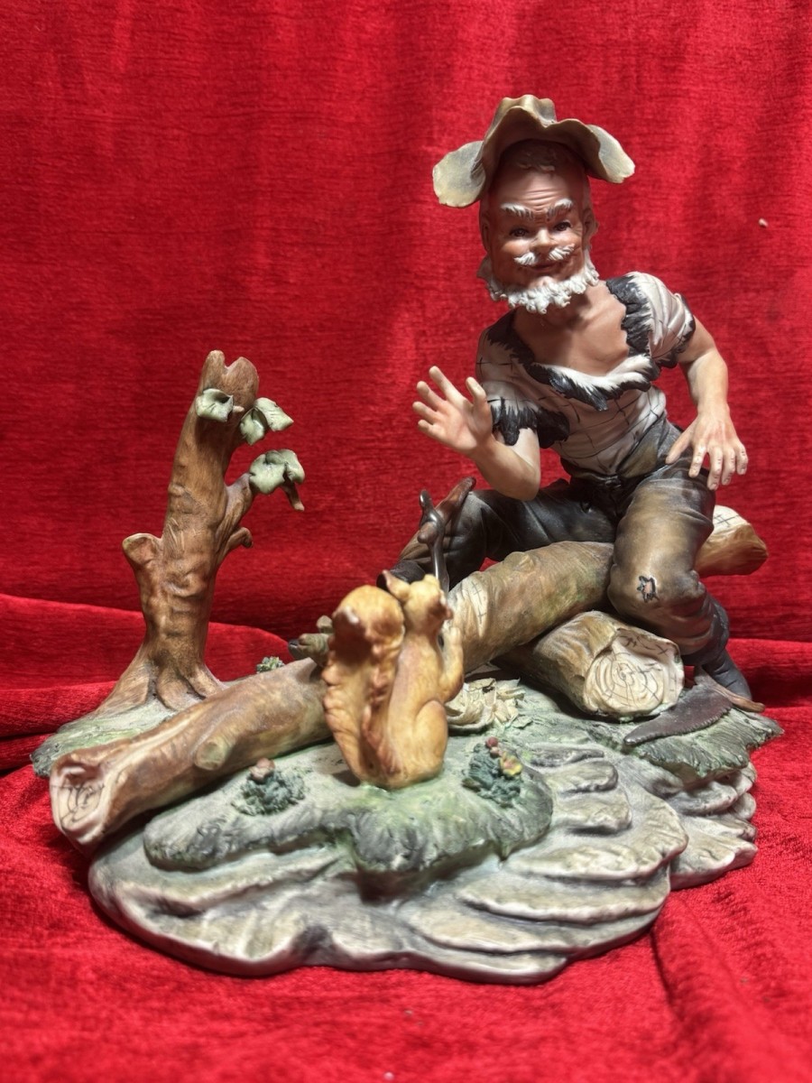 Italian Original Capodimonte Titled 'the Woodcutter' Porcelain Figurine