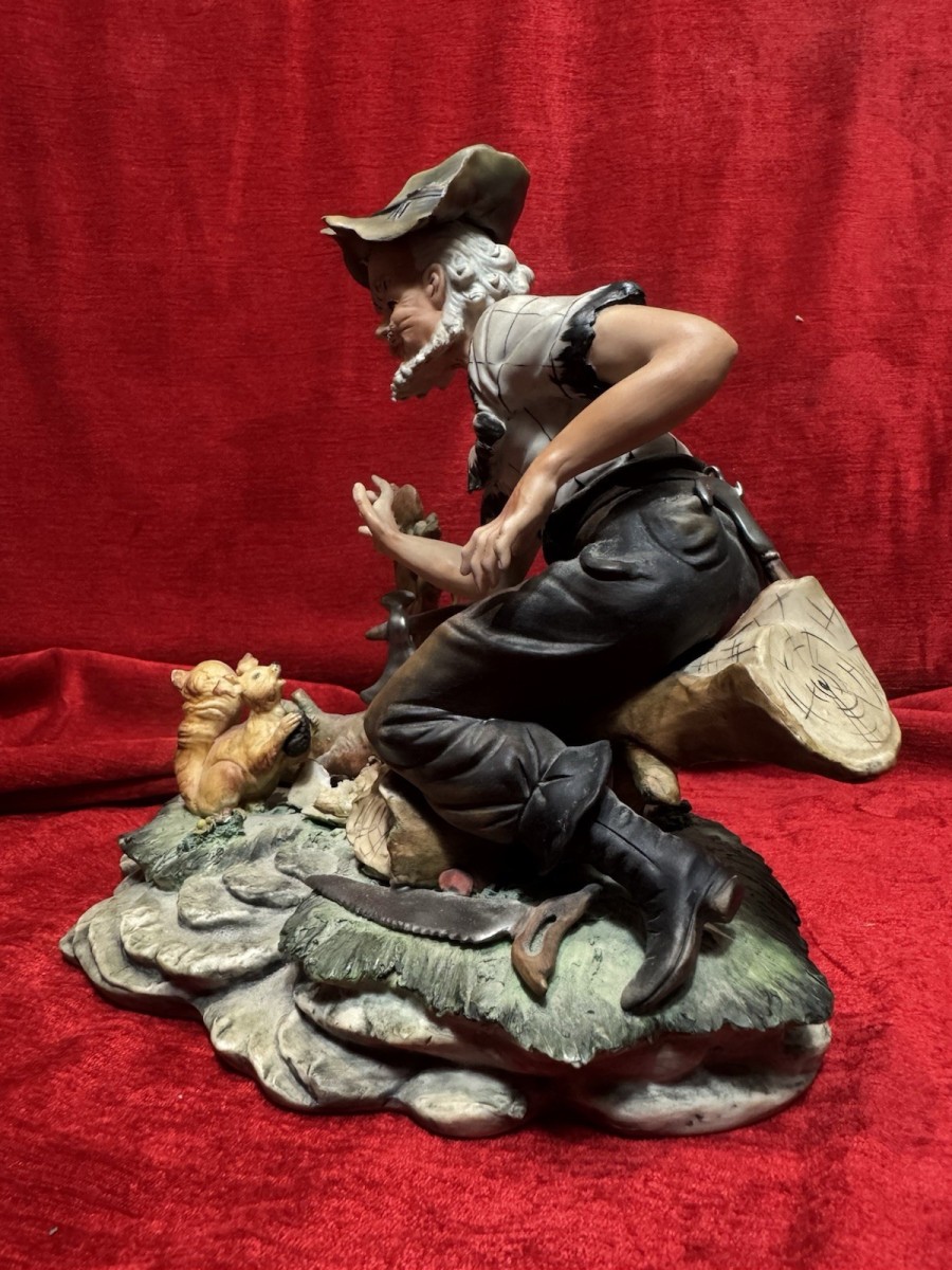 Italian Original Capodimonte Titled 'the Woodcutter' Porcelain Figurine