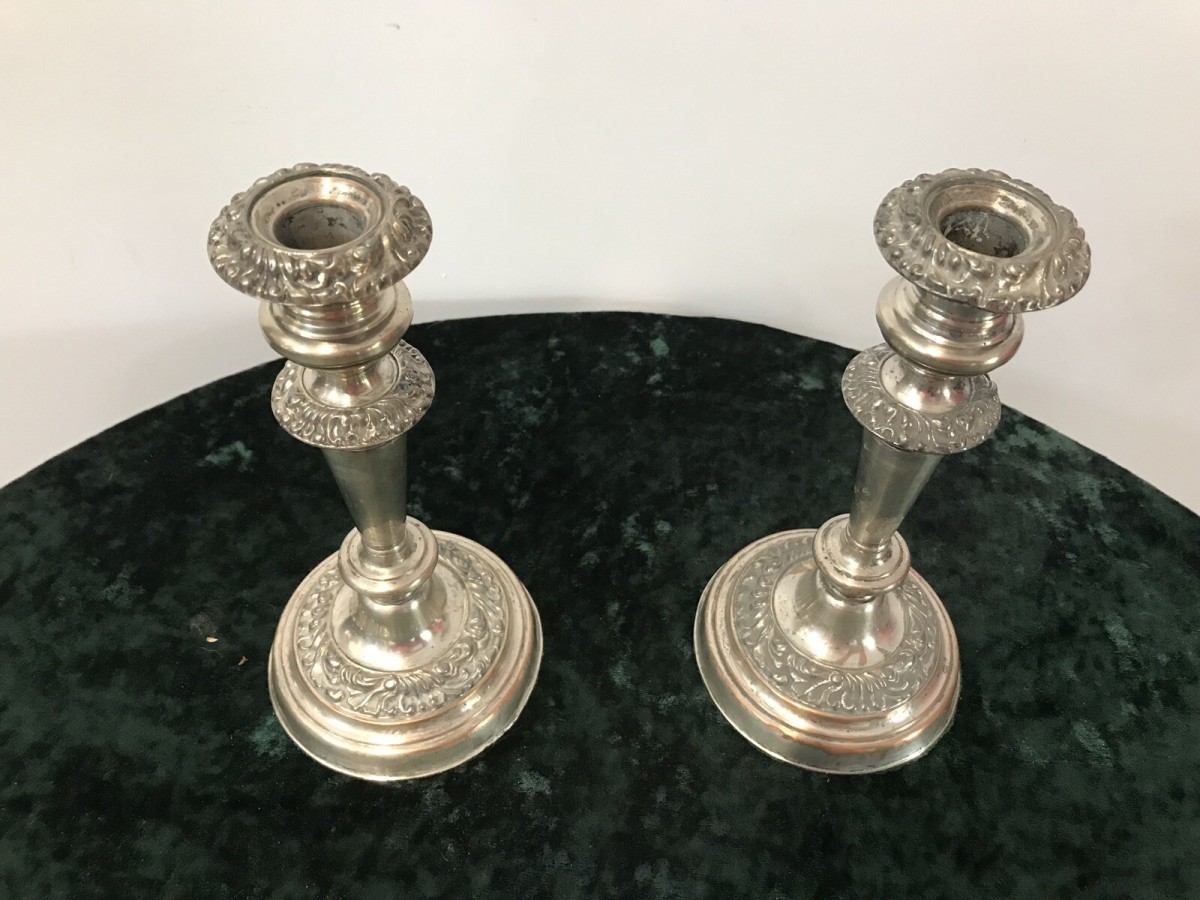 Antique Period Georigian Silver Plate Candle Sticks