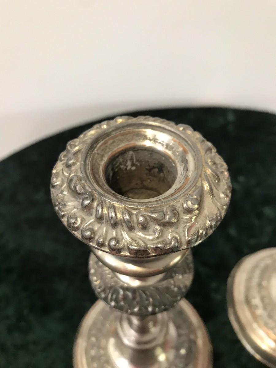 Antique Period Georigian Silver Plate Candle Sticks
