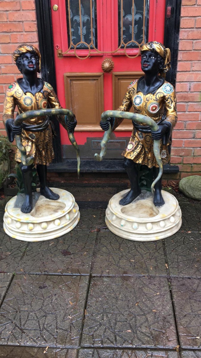 Grand Tour 20th Century Pair Of Blackamoor Figures Aynhoe Park Style