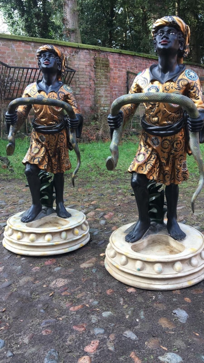 Grand Tour 20th Century Pair Of Blackamoor Figures Aynhoe Park Style