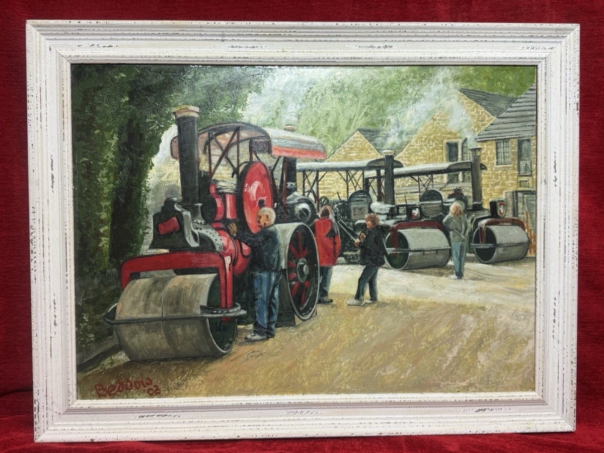 Primary image for 21stc Steam Locomotive Rally & Enthusiasts Oil Painting On Board Signed Beddow