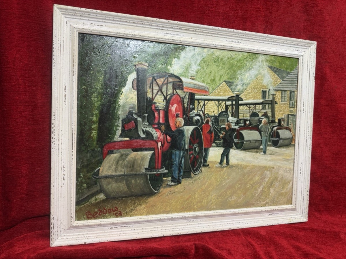21stc Steam Locomotive Rally & Enthusiasts Oil Painting On Board Signed Beddow