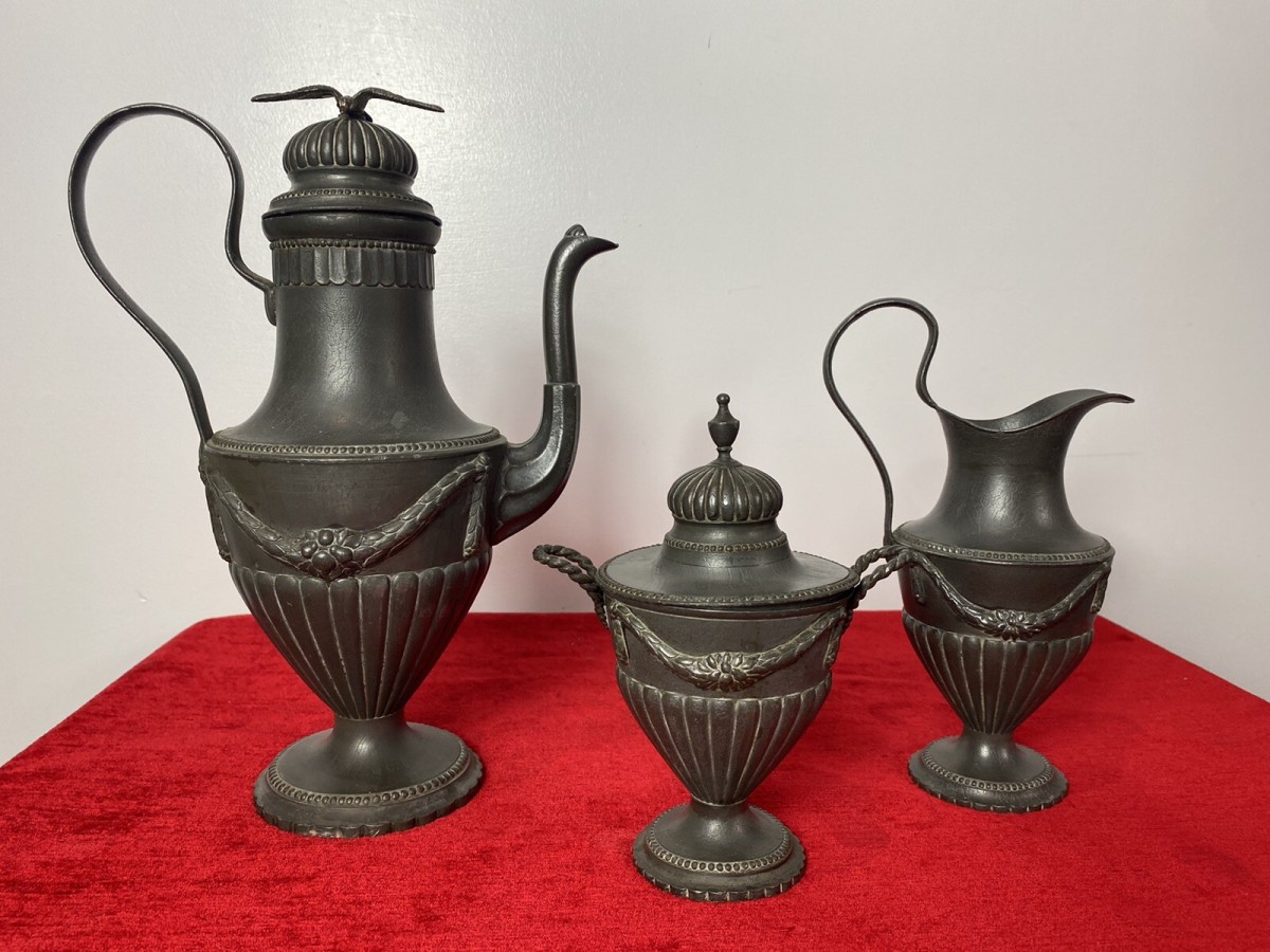 Primary image for Fine Antique 18th Century Konigsberg Germany 3pc Pewter Coffee Service