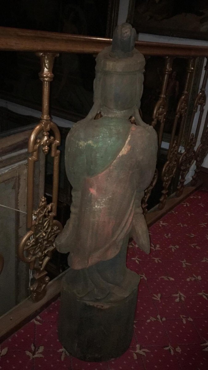 Large Oriental Carved Statue Of A Goddess From The Orient