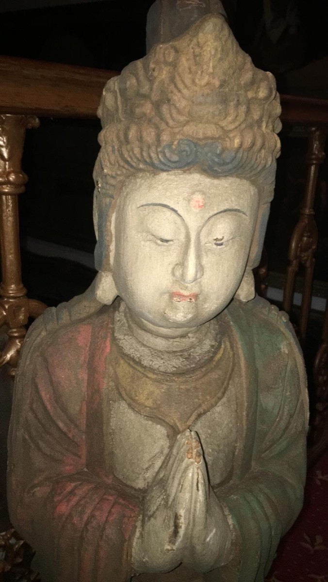 Large Oriental Carved Statue Of A Goddess From The Orient